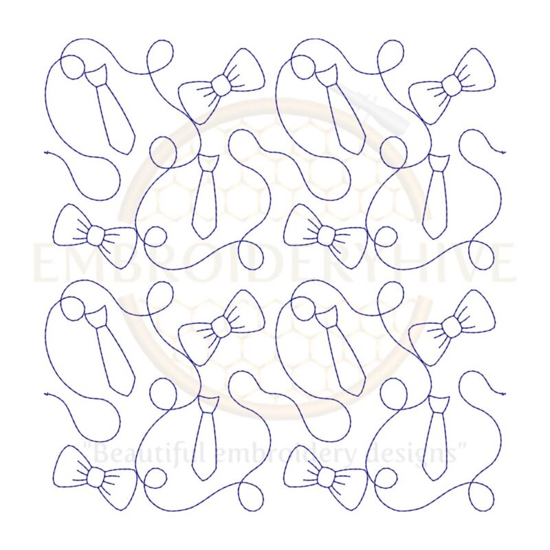 Bowtie and Ties Quilting Embroidery Design – 26 Sizes, Single & Triple Stitch