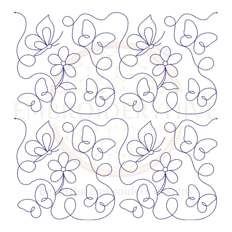 Butterfly Quilt Block Embroidery Designs in 26 Sizes, Single-Run and Triple (Bean) Stitch, Digital File Download