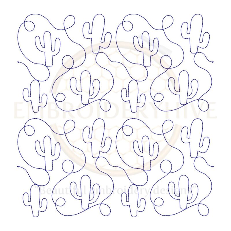 Cactus Quilting Embroidery Design – 26 Sizes, Single & Triple Stitch