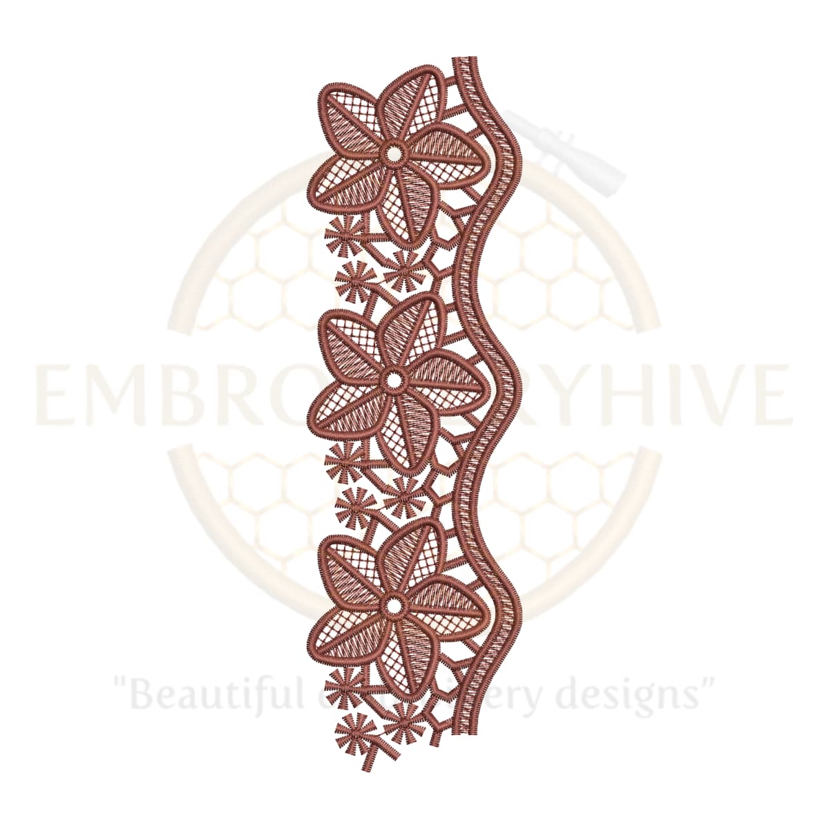 Flower Border Embroidery Design E-0694 – Digital Download for Machine Embroidery