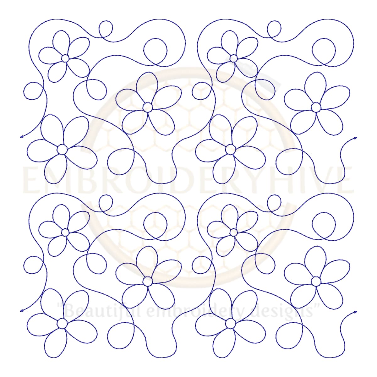 Floral quilt Block Embroidery Designs - Single-Run and Triple Stitch - 28 Sizes Digital Download