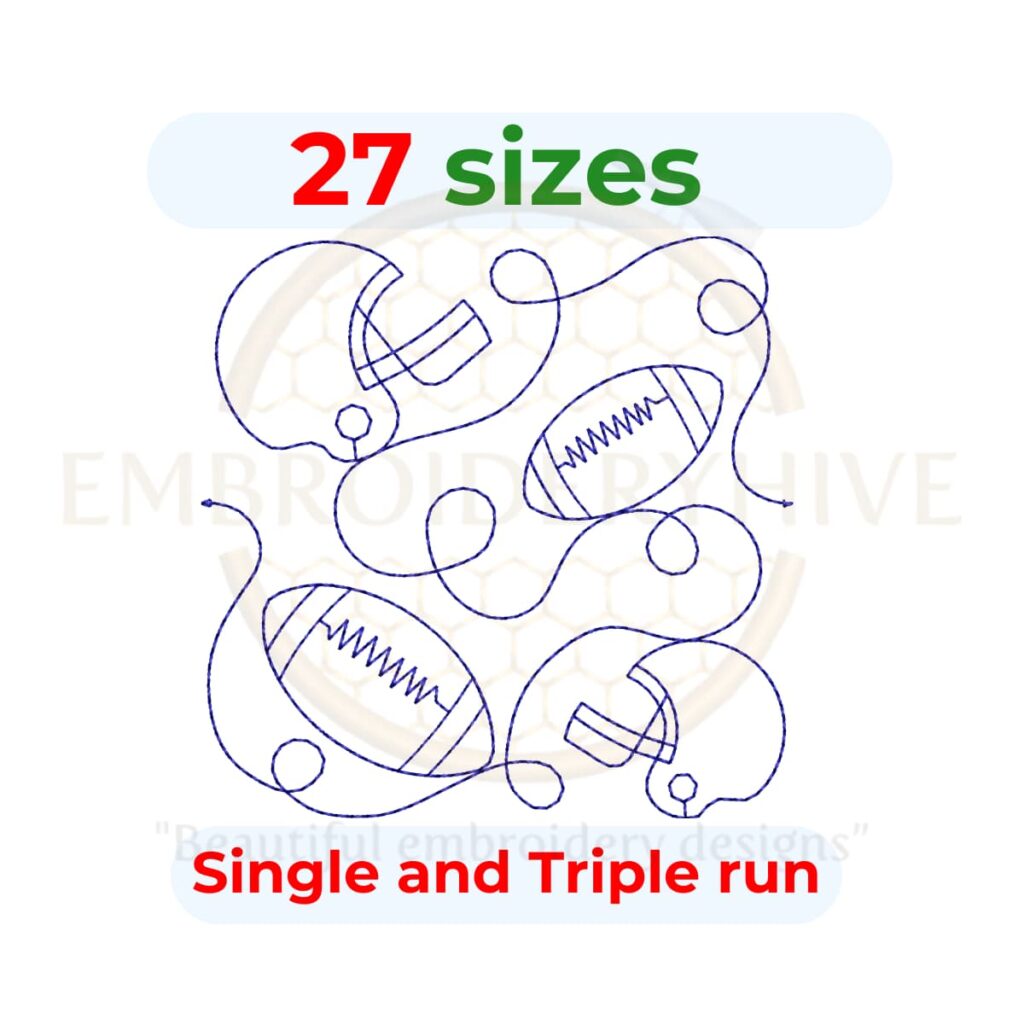 Football Quilt Block Embroidery Designs - 26 Sizes - Single-Run & Triple Stitch - Digital Download