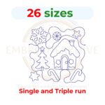 Gingerbread House Quilt Block Machine Embroidery Design - Single and Triple Stitch Styles