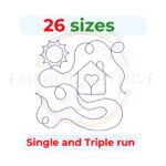 Home Quilt Block Embroidery Design – Single and Triple Stitch Styles – 26 Sizes Available – Digital Download