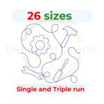 Mechanic Tools Quilt Block Embroidery Design – Two Stitch Styles for Quilting Projects