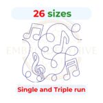 Music Notes Quilt Block Embroidery Designs in Single-Run and Triple Stitch - Digital Download, 26 Sizes