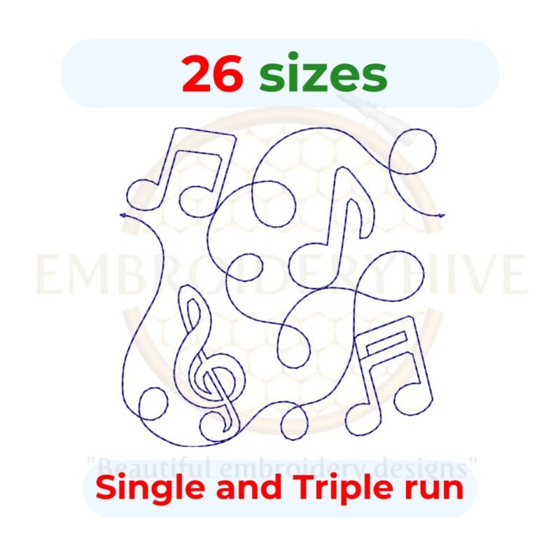 Music Notes Quilting Embroidery Design | Edge to Edge Quilt Block ...