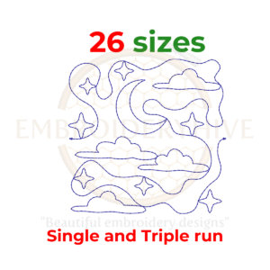 Night Sky Quilt Block Machine Embroidery Design
