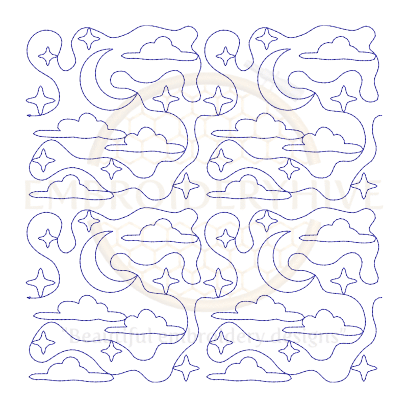 Night Sky Quilt Block Machine Embroidery Design