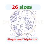 Pineapple Quilt block embroidery designs in single-run and triple (bean) stitch styles, 26 sizes from 3 to 12 inches, for square and rectangular hoops.