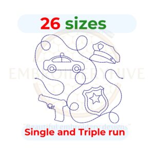 Police Quilting Machine Embroidery Design – 26 Sizes, Single & Triple Stitch Included