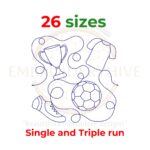 Soccer Trophy Quilt Block Embroidery Designs - 26 Sizes - Single-Run & Triple Stitch - Digital Download
