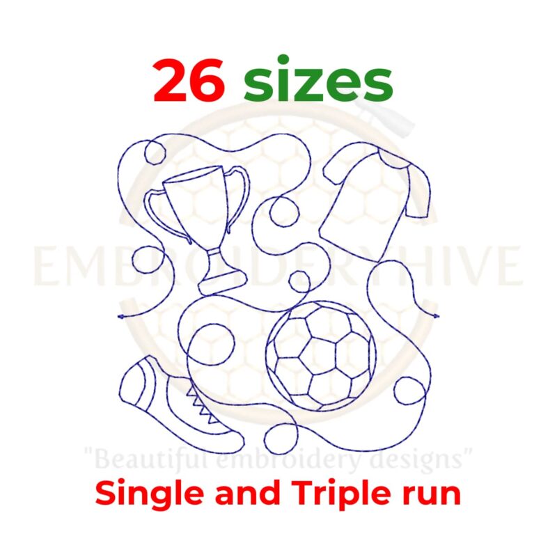 Soccer Trophy Quilt Block Embroidery Designs - 26 Sizes - Single-Run & Triple Stitch - Digital Download