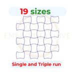 Square Background Quilt block embroidery designs in single-run and triple (bean) stitch styles, 19 sizes from 3 to 12 inches, perfect for square hoops.