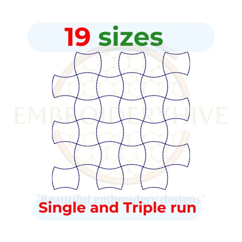 Wavy Grid Quilting Embroidery Design | Edge to Edge Quilt Block ...