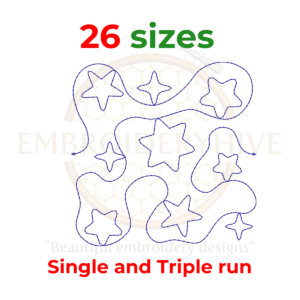 Star Quilt Block Machine Embroidery Design - Single and Triple Stitch Versions