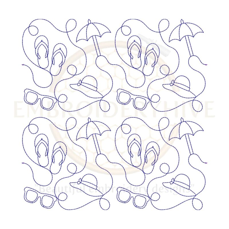 Summer Quilt Block Embroidery Design – Single and Triple Stitch Styles – 26 Sizes Available – Digital Download