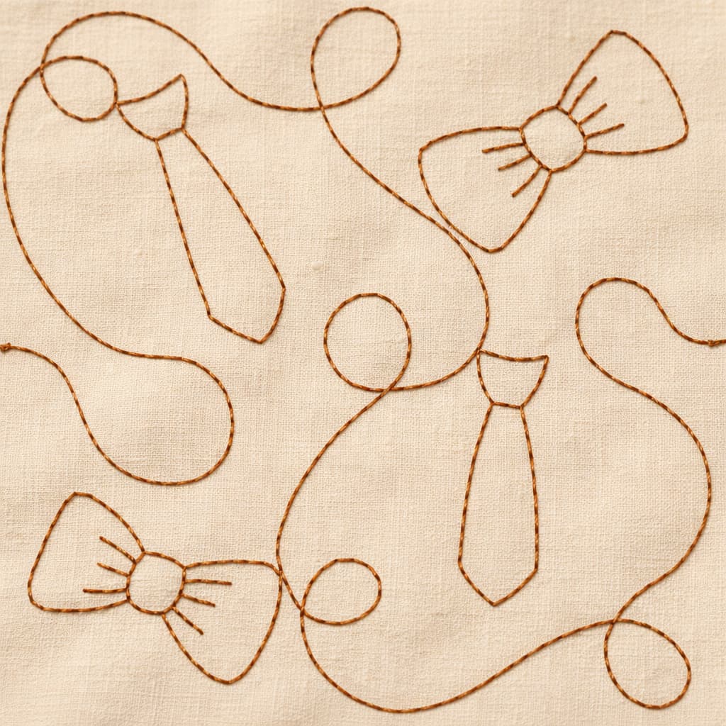 Bowtie and Ties Quilting Embroidery Design | Edge to Edge Quilt Block - Image 5