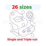 Graduation Quilt Block Embroidery Design – Single-Run and Triple Stitch Options