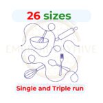 Kitchen Tools Quilt Block Embroidery Design – Two Stitch Styles for Quilting Machines