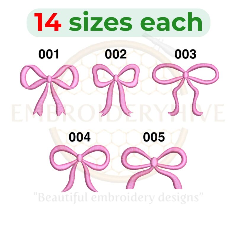 Buy 5 bow set machine embroidery design