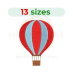 air balloon embroidery design, filled stitch, available in 14 sizes for Valentine's Day projects.