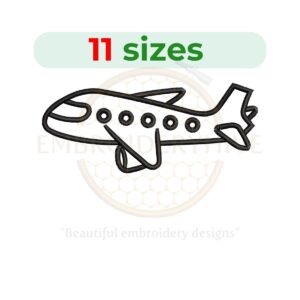 Airplane Machine Embroidery Design – Mini Airplane Fill Stitch in Multiple Sizes