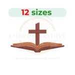 "Bible Cross Embroidery Design – Elegant Christian cross, available in 12 sizes from 2 to 7.5 inches