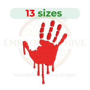 Buy Bloody hand machine embroidery design