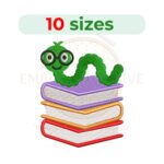 Bookworm Embroidery Design - Mini Silhouette - Machine Embroidery - Fill Stitch