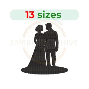 Bride and Groom Embroidery Design in 13 Sizes - Digital Download for Embroidery Machines