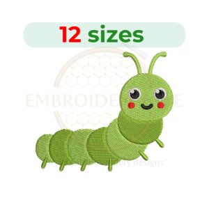 Caterpillar Embroidery Design - Digital File in 11 Sizes (2.5 to 7.5 inches)