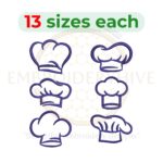Buy Chef hat machine embroidery design set