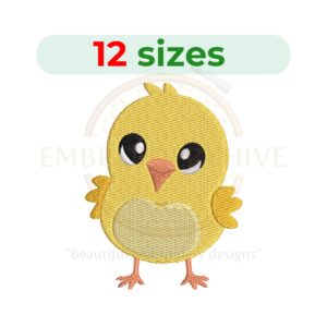 Chick Embroidery Design - Digital File in 12 Sizes (2 to 7.5 inches).