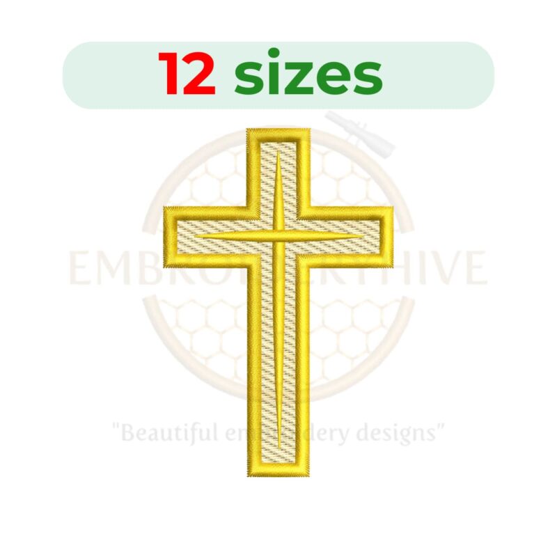 Buy Christian cross machine embroidery design for religious projects"