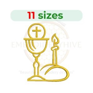Communion Embroidery Design – Holy Eucharist embroidery file in 11 sizes from 2.5 to 7.5 inches.