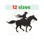Cowboy embroidery design in 12 sizes, perfect for western-themed projects. Available in multiple machine embroidery formats.