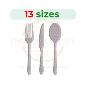Buy Cutlery Fork Knife Spoon machine embroidery design