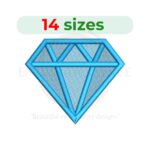 Diamond embroidery design available in 14 sizes, ranging from 1 to 7.5 inches wide, perfect for jewelry-themed projects."