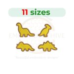 Dinosaur Nuggets Embroidery Design – Fun dino-shaped embroidery file available in 11 sizes from 2.5 to 7.5 inches