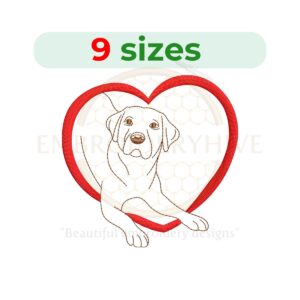 Buy Dog with heart machine embroidery design