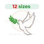 Dove machine embroidery design, bird silhouette for wedding or peace projects.