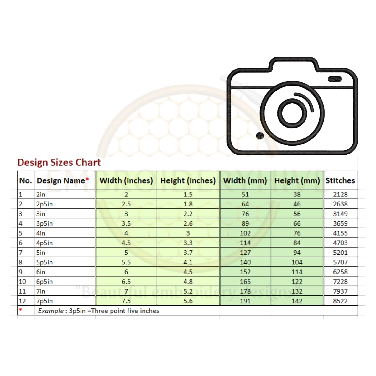 Camera Embroidery Design - Image 2