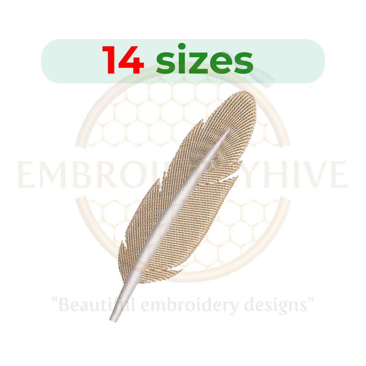 Buy Elegant feather machine embroidery design