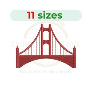 Golden Gate Bridge Embroidery Design - Digital File in 11 Sizes (2.5 to 7.5 inches)