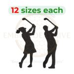 Buy Female and male golfer machine embroidery design