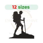 Buy traveler and hiker silhouette machine embroidery design for camping projects