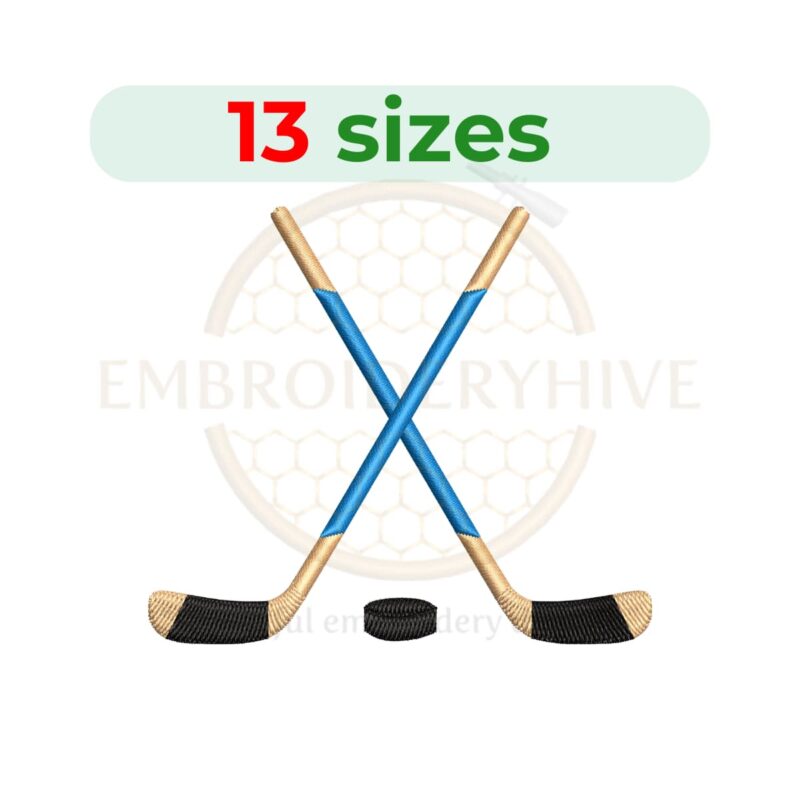 Hockey Sticks and Puck Embroidery Design | Sports Embroidery | Hockey Sticks Silhouette | Machine Embroidery Design