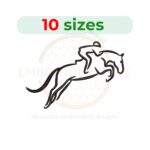 Horse Rider Embroidery Design – Digital file in 10 sizes for embroidery machines.