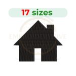 House silhouette embroidery design in 17 sizes, ranging from 0.5 to 4.5 inches, for machine embroidery projects